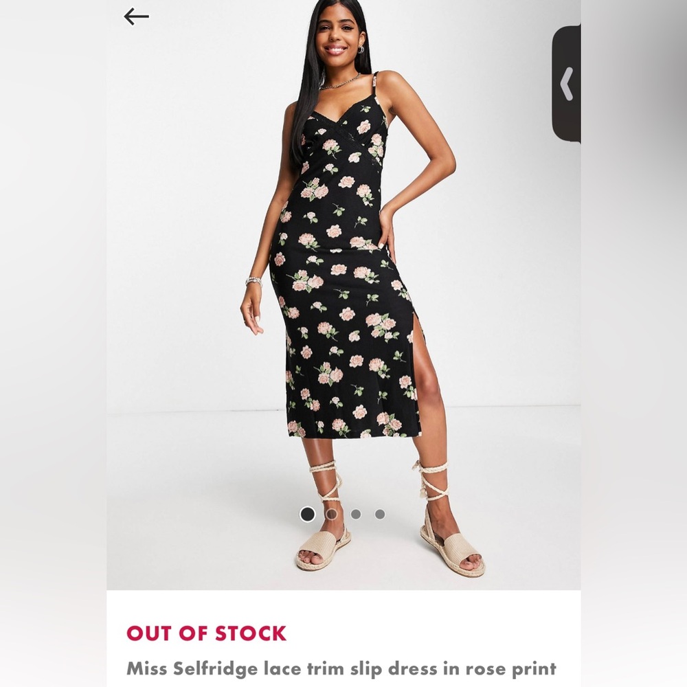 Asos miss selfridge out of stock long stretchy slip dress.